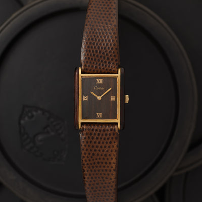 CARTIER TANK MUST de CARTIER WOOD DIAL RARE