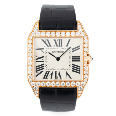 CARTIER 18 KARAT ROSE GOLD SANTOS DUMONT DIAMONDS MODEL WH100751