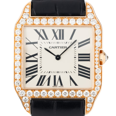 CARTIER 18 KARAT ROSE GOLD SANTOS DUMONT DIAMONDS MODEL WH100751