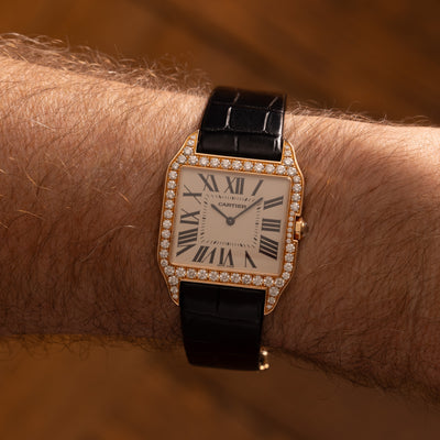 CARTIER 18 KARAT ROSE GOLD SANTOS DUMONT DIAMONDS MODEL WH100751