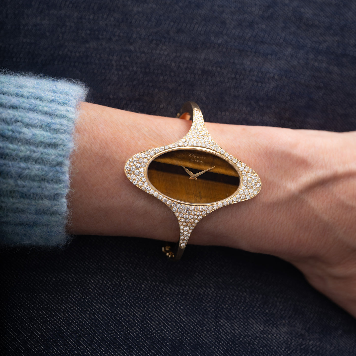 RARE KUCHINSKY X CHOPARD PAVE DIAMOND TIGER'S EYE WATCH