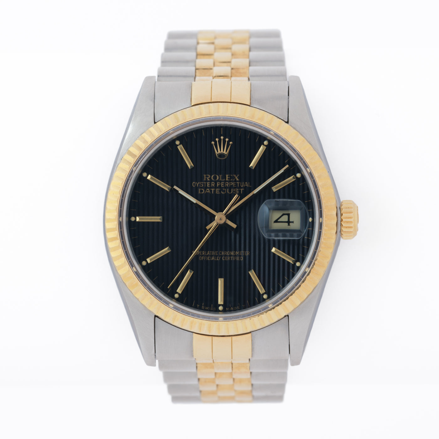 1987 ROLEX DATEJUST 1601 RARE BLACK TAPESTRY DIAL