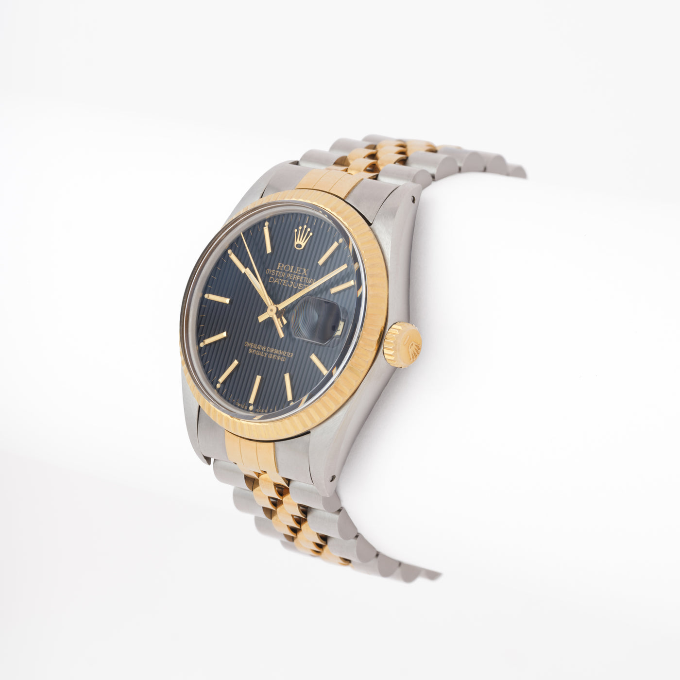 1987 ROLEX DATEJUST 1601 RARE BLACK TAPESTRY DIAL