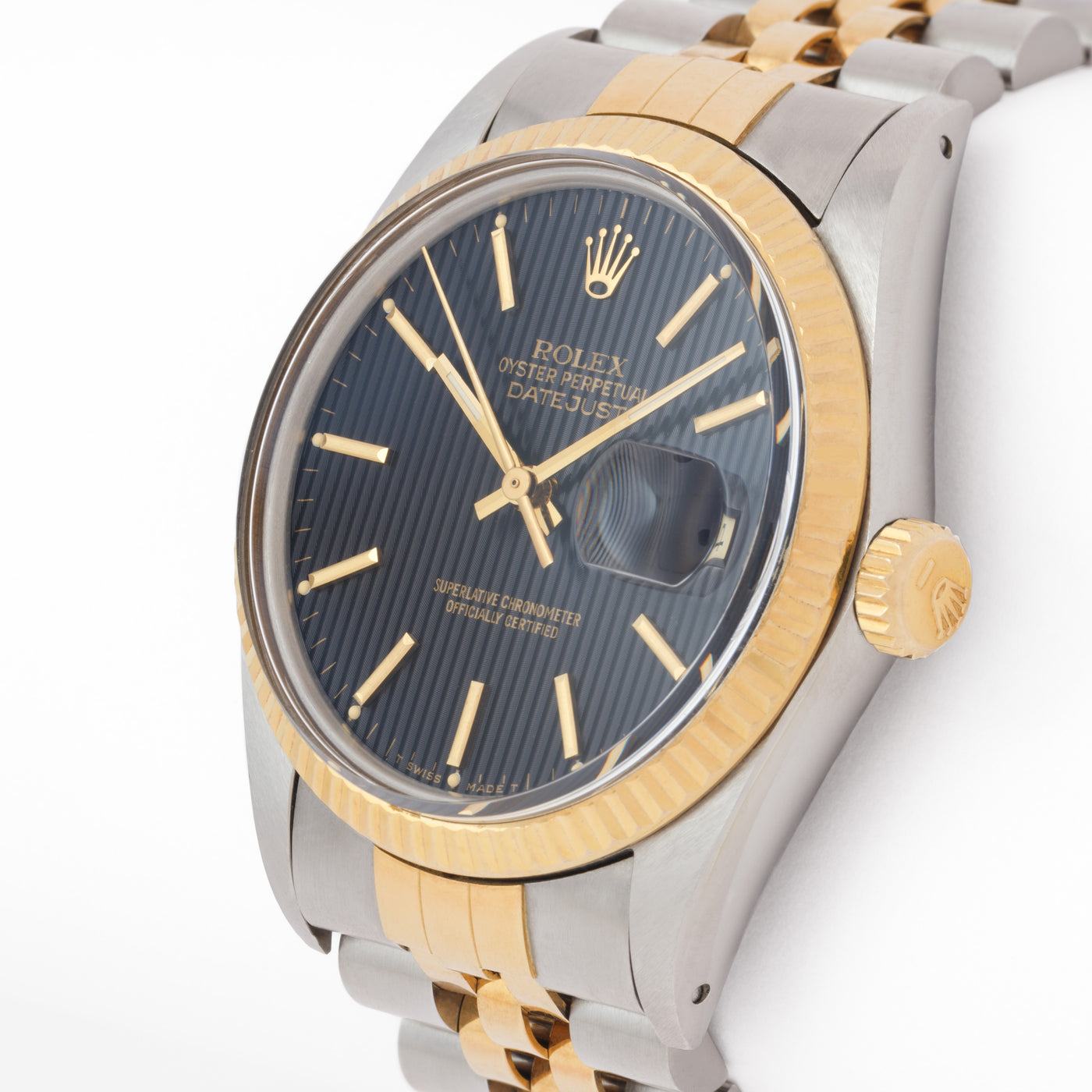 1987 ROLEX DATEJUST 1601 RARE BLACK TAPESTRY DIAL