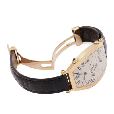 Cartier Tonneau Dual-Time 18k Yellow Gold Large Size