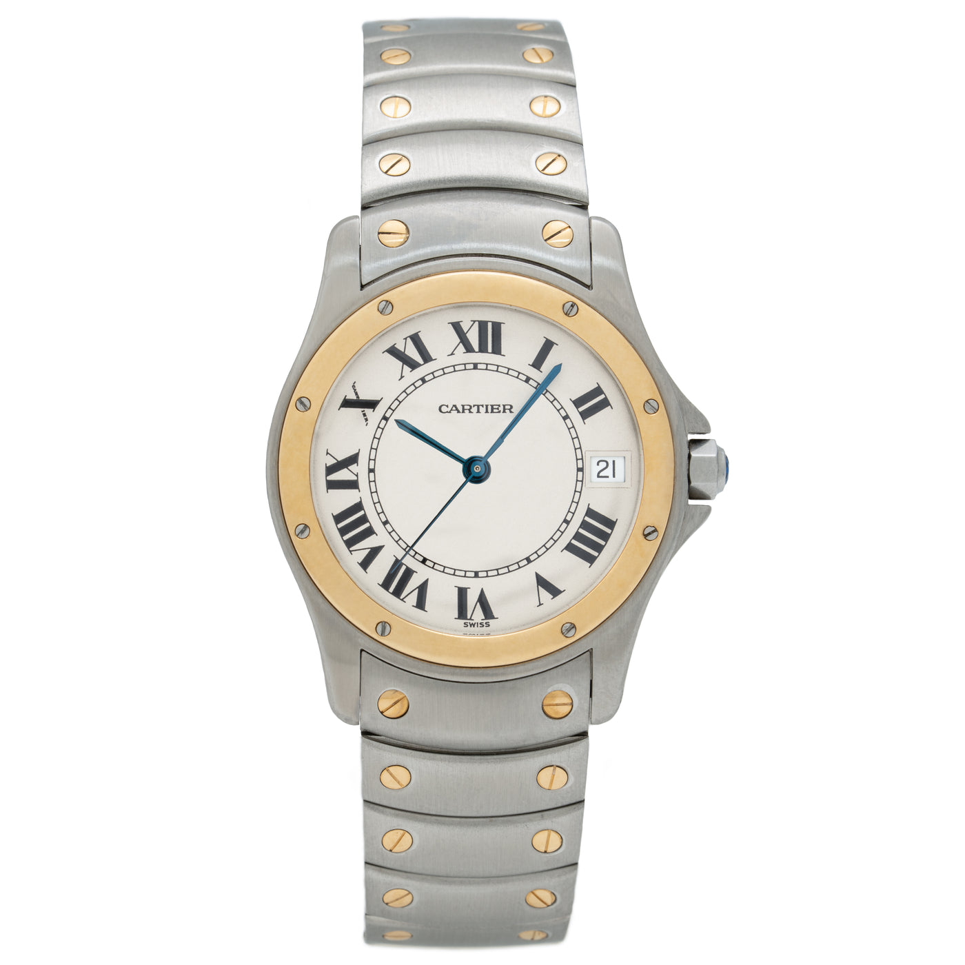 CARTIER SANTOS RONDE 18 KARAT YELLOW GOLD AND STAINLESS STEEL MODEL 1910