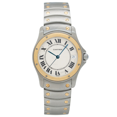 CARTIER SANTOS RONDE 18 KARAT YELLOW GOLD AND STAINLESS STEEL MODEL 1910