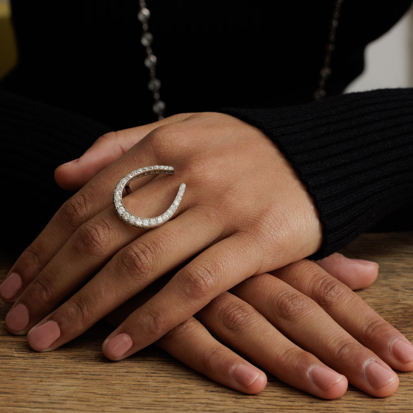 Diamond Horseshoe Statement Ring