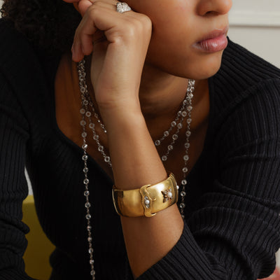 VICTORIAN DIAMOND PEARL 18K GOLD BUCKLE BRACELET