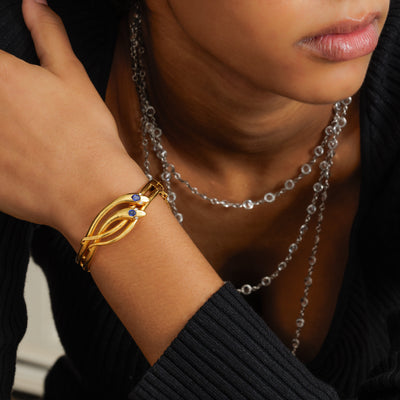 18K GOLD DOUBLE DIAMOND SNAKE BRACELET