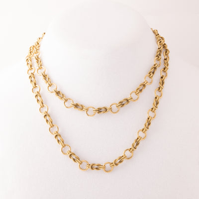 VINTAGE HERMÈS 18 KARAT YELLOW GOLD NAUTICAL LINK LONG CHAIN