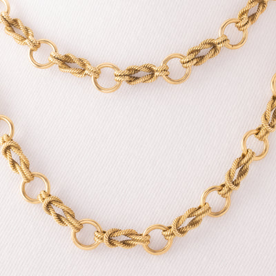 VINTAGE HERMÈS 18 KARAT YELLOW GOLD NAUTICAL LINK LONG CHAIN
