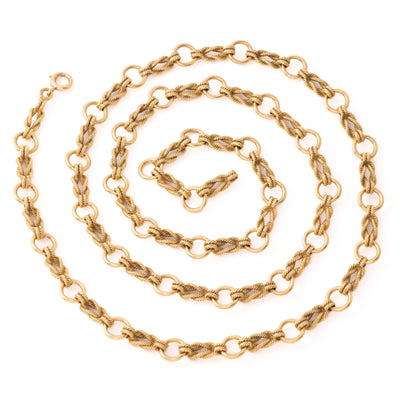 VINTAGE HERMÈS 18 KARAT YELLOW GOLD NAUTICAL LINK LONG CHAIN