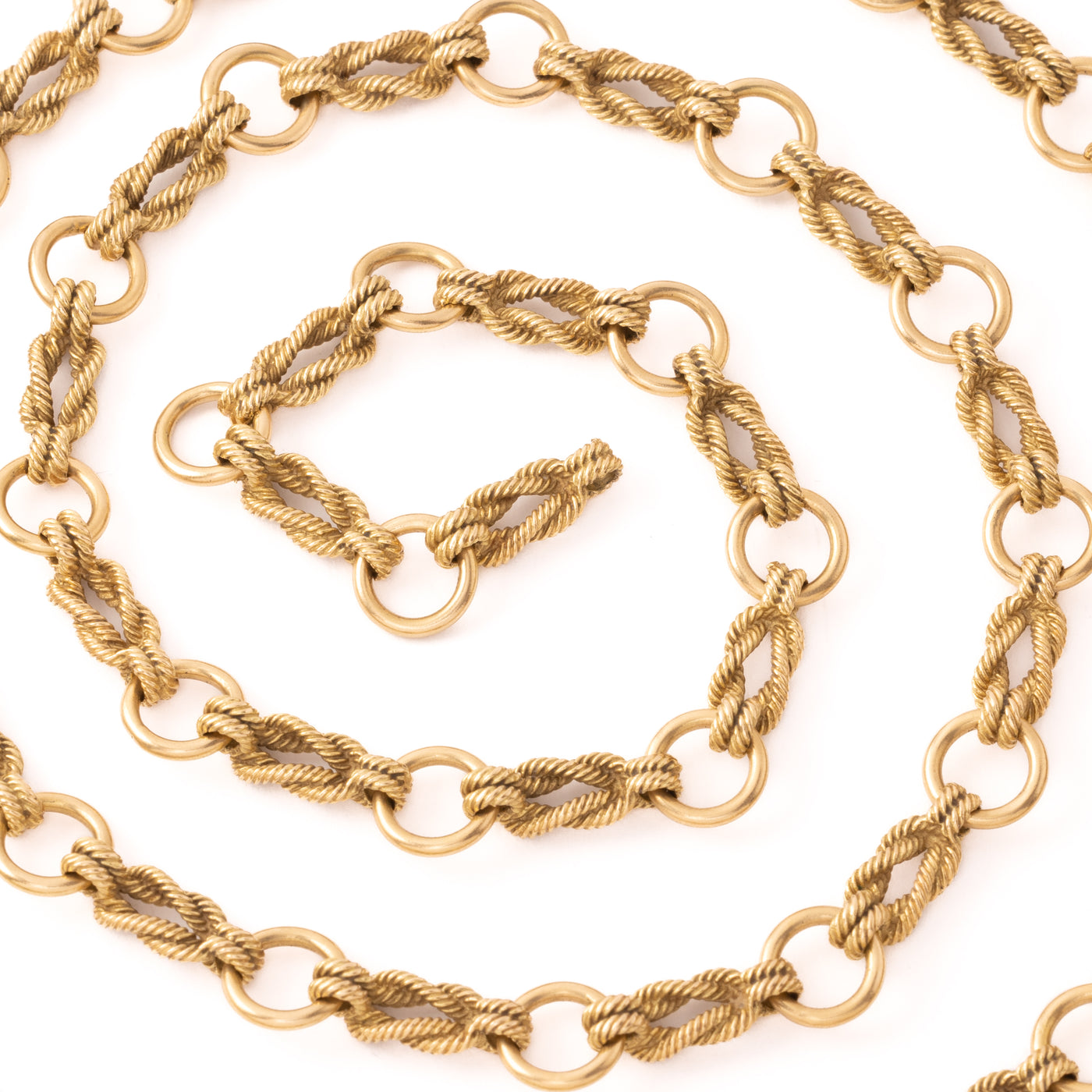 VINTAGE HERMÈS 18 KARAT YELLOW GOLD NAUTICAL LINK LONG CHAIN