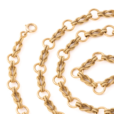 VINTAGE HERMÈS 18 KARAT YELLOW GOLD NAUTICAL LINK LONG CHAIN