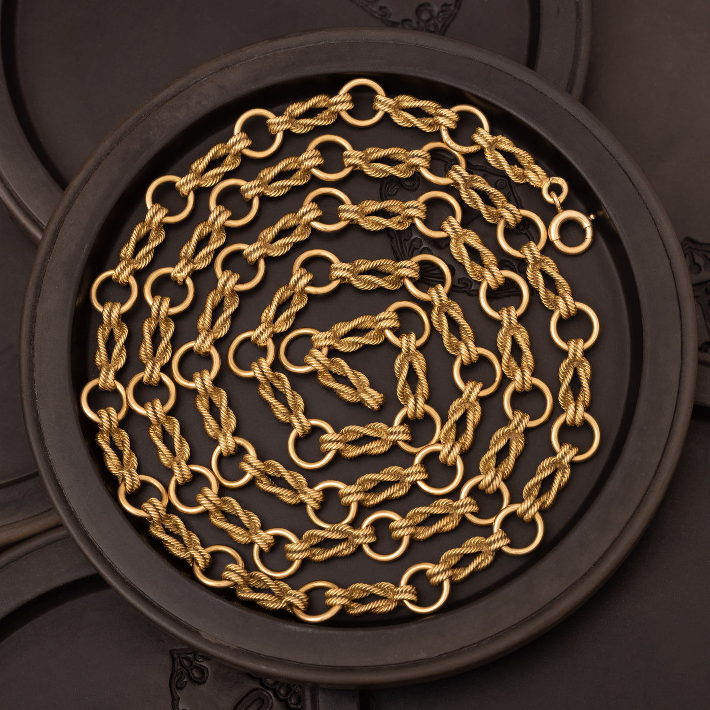 VINTAGE HERMÈS 18 KARAT YELLOW GOLD NAUTICAL LINK LONG CHAIN