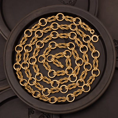VINTAGE HERMÈS 18 KARAT YELLOW GOLD NAUTICAL LINK LONG CHAIN