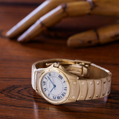 VINTAGE CARTIER WATCH 18K YELLOW GOLD  SANTOS RONDE MODEL W20028G1