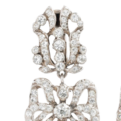 FRENCH PASTE PENDELOQUE ANTIQUE SILVER EARRINGS