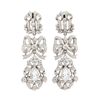 FRENCH PASTE PENDELOQUE ANTIQUE SILVER EARRINGS