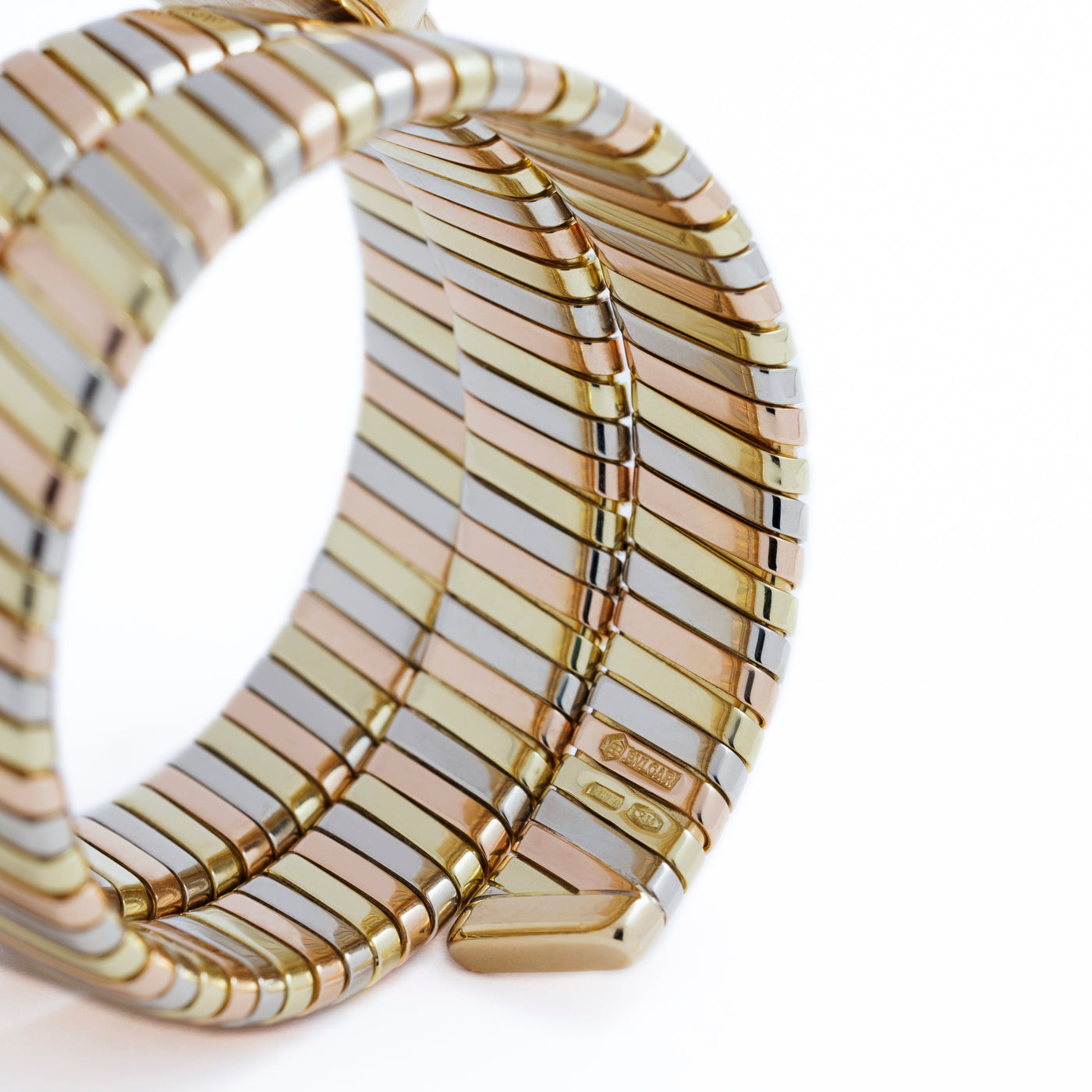BVLGARI BULGARI 18K TRI-COLOR TUBOGAS WRAP WATCH BB191T