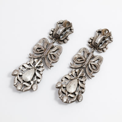 FRENCH PASTE PENDELOQUE ANTIQUE SILVER EARRINGS