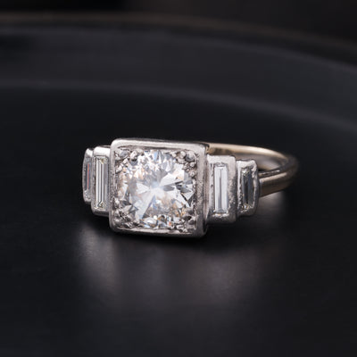 ART DECO PLATINUM ENGAGEMENT RING