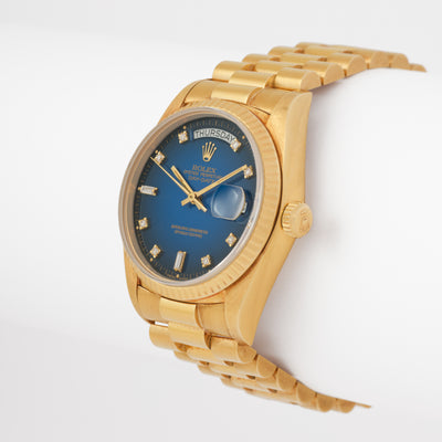 1986 ROLEX DAY DATE 18038 ORIGINAL BLUE VIGNETTE DIAL