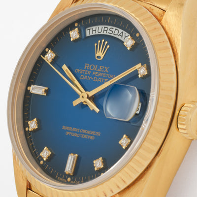 1986 ROLEX DAY DATE 18038 ORIGINAL BLUE VIGNETTE DIAL