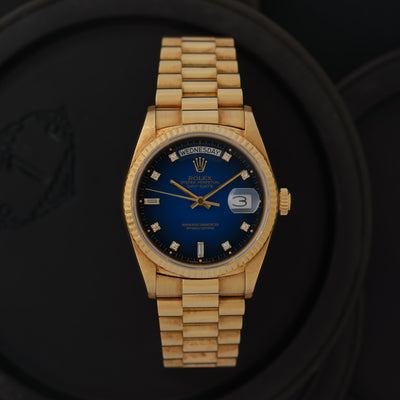 1986 ROLEX DAY DATE 18038 ORIGINAL BLUE VIGNETTE DIAL