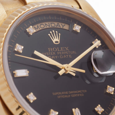 1982 ROLEX PRESIDENT DAY-DATE 18 Karat Diamond Dial Model 18038