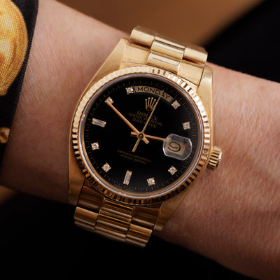 1982 ROLEX PRESIDENT DAY-DATE 18 Karat Diamond Dial Model 18038