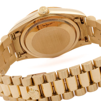 1990 Rolex Day-Date President 18238 18 Karat Yellow Gold and Ruby Diamond String Dial