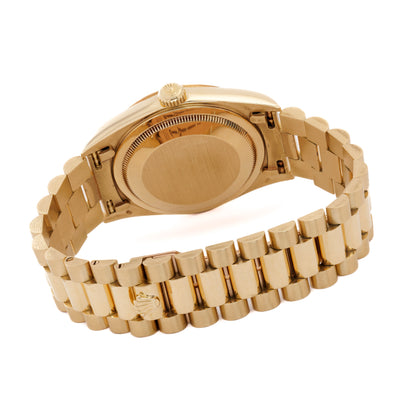 1990 Rolex Day-Date President 18238 18 Karat Yellow Gold and Ruby Diamond String Dial