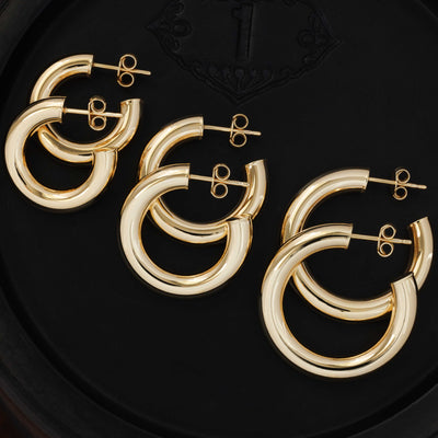 14K CHUNKY GOLD HOOPS
