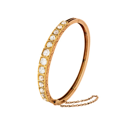 VICTORIAN ANTIQUE 15K YELLOW GOLD AND DIAMOND BRACELET 4.50CTS c. 1880s