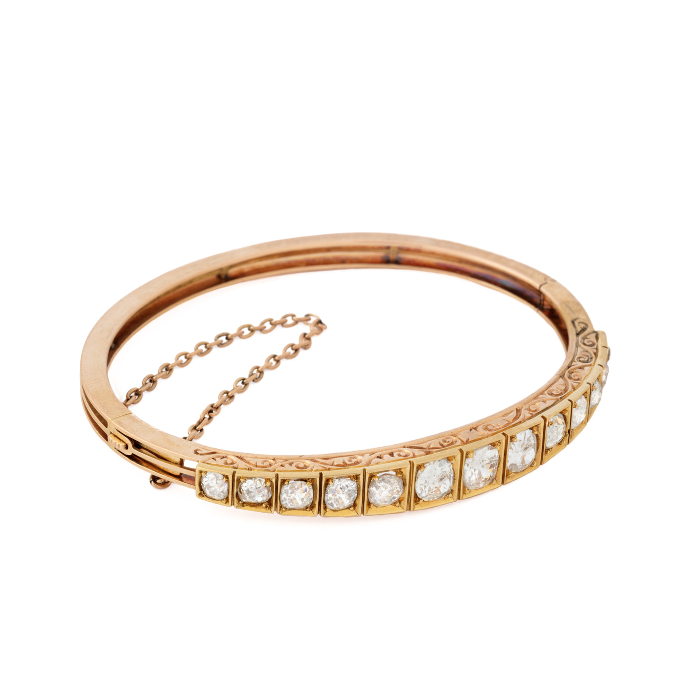 VICTORIAN ANTIQUE 15K YELLOW GOLD AND DIAMOND BRACELET 4.50CTS c. 1880s