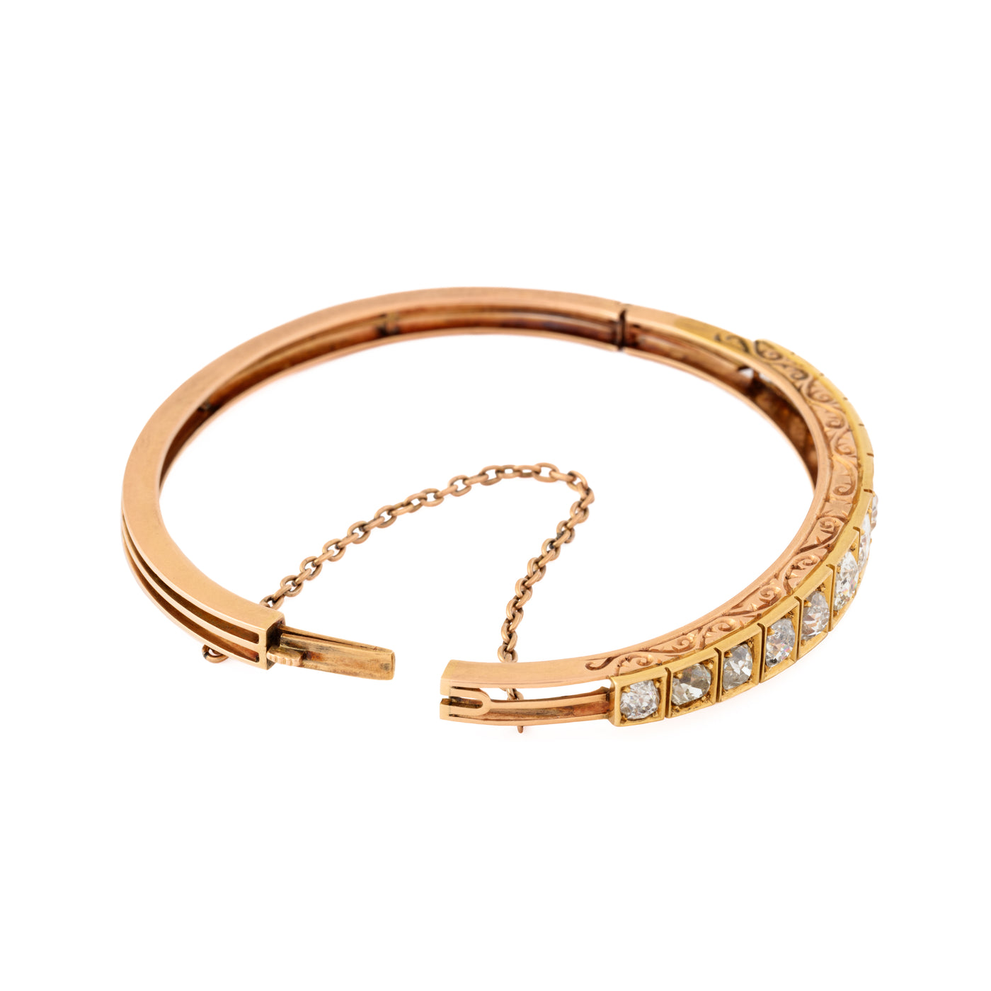 VICTORIAN ANTIQUE 15K YELLOW GOLD AND DIAMOND BRACELET 4.50CTS c. 1880s