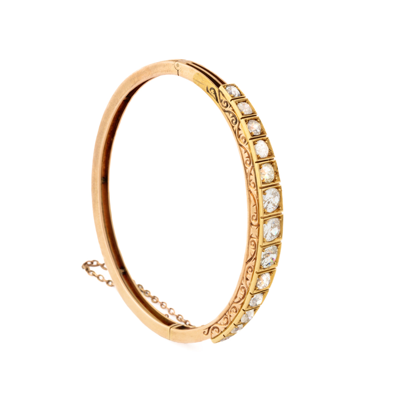 VICTORIAN ANTIQUE 15K YELLOW GOLD AND DIAMOND BRACELET 4.50CTS c. 1880s