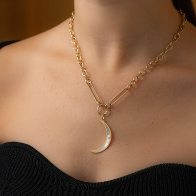 14K SOLID GOLD MOON CHARM