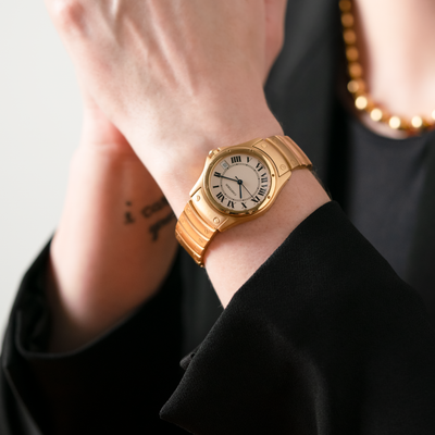 VINTAGE CARTIER WATCH 18K YELLOW GOLD  SANTOS RONDE MODEL W20028G1
