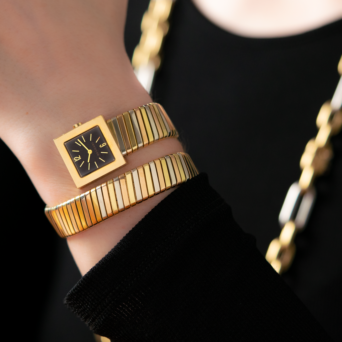 BVLGARI TUBOGAS GOLD TRICOLOR WRAP SQ221T