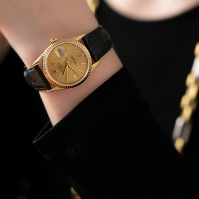 1986 ROLEX OYSTER PERPETUAL DATE 14K GOLD MODEL 15037