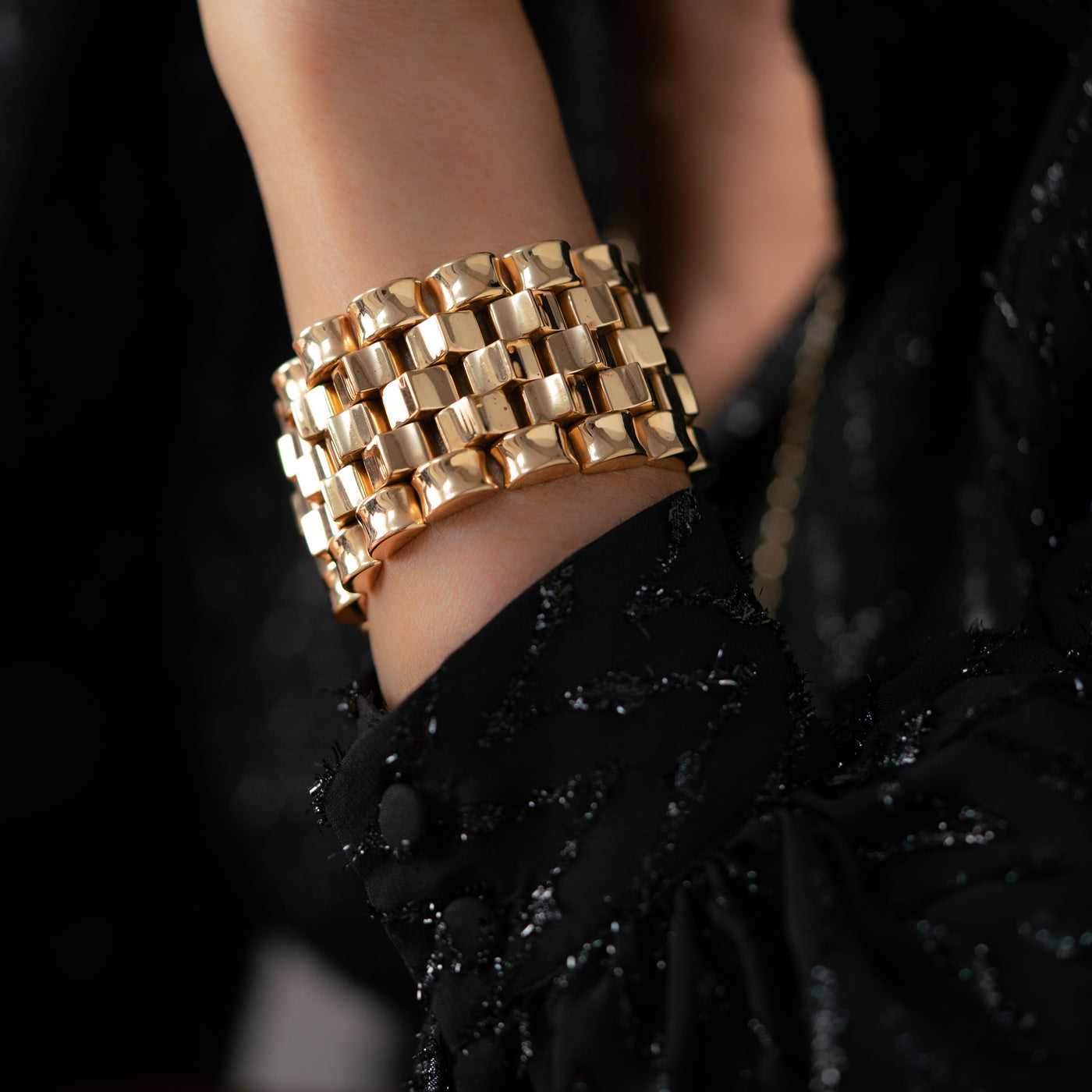 RETRO 18K ROSE GOLD TANK BRACELET c.1940s