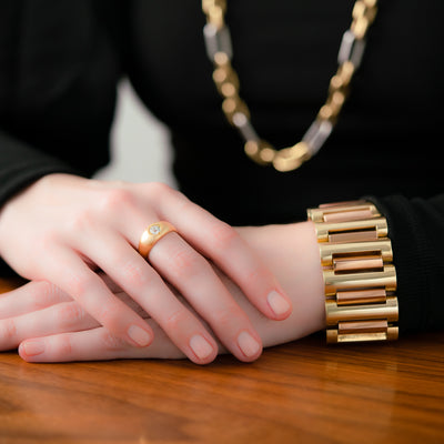 RETRO 18K YELLOW AND ROSE GOLD TANK BRACELET c.1940s