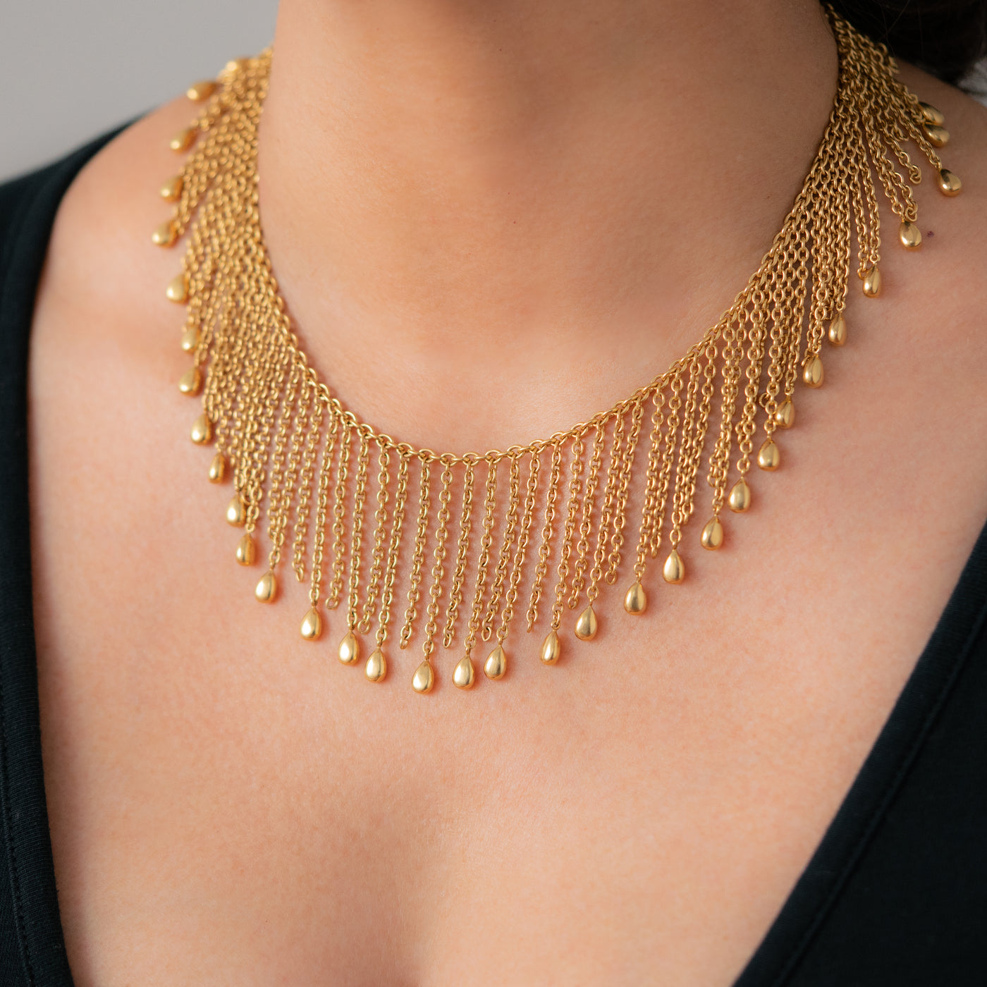 VAN CLEEF & ARPELS 18K YELLOW GOLD FRINGE NECKLACE c.1980s