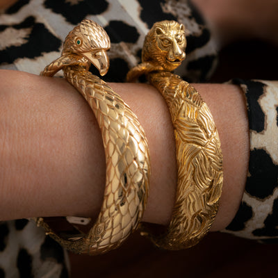 CARTIER 18K YELLOW GOLD LION BANGLE c.1960s