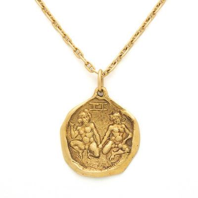 Vintage 18 Karat Cartier Gemini Large Zodiac Astrological Pendant Charm c.1970's