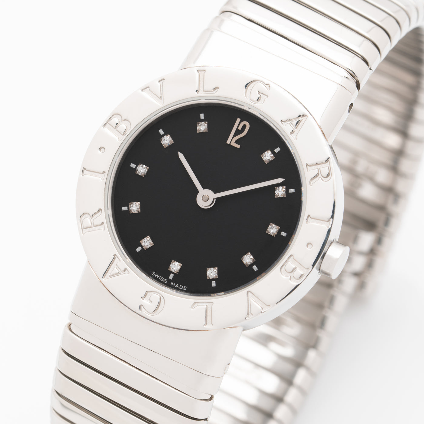 BVLGARI BULGARI STAINLESS STEEL WITH DIAMOND DIAL MODEL BB 26 2TS