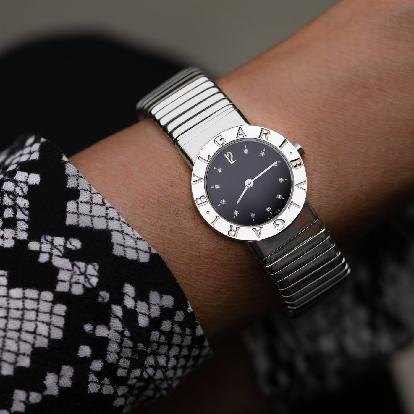 BVLGARI BULGARI STAINLESS STEEL WITH DIAMOND DIAL MODEL BB 26 2TS